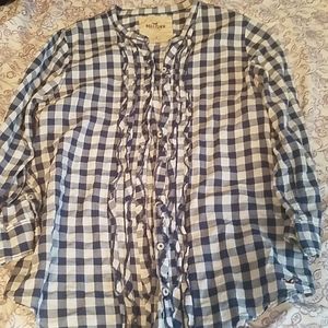 Blue plaid button up